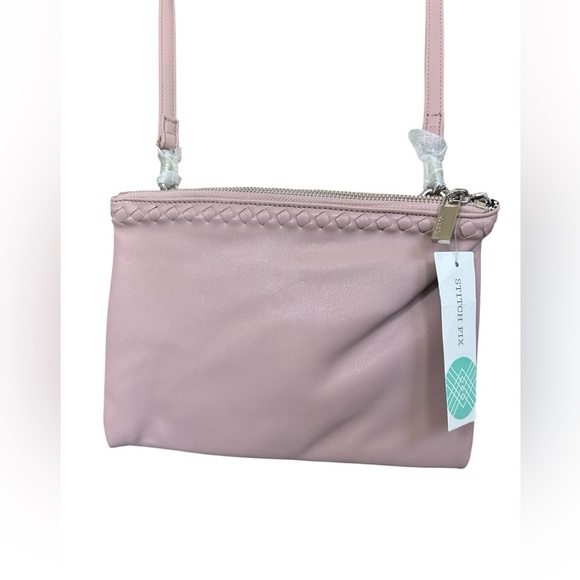 Deux Lux NWT vegan leather Maribel Double Zip Crossbody Blush Purse - Picture 2 of 12